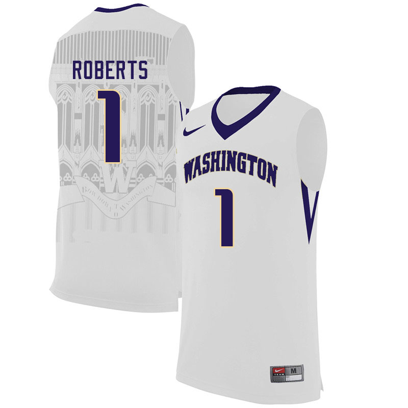 Men #1 Nate Roberts Washington Huskies College Basketball Jerseys Sale-White